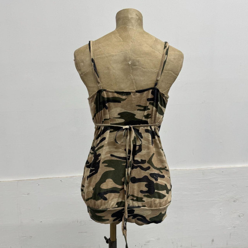 Cache Cache Vintage Green Camouflage Babydoll Cami Top