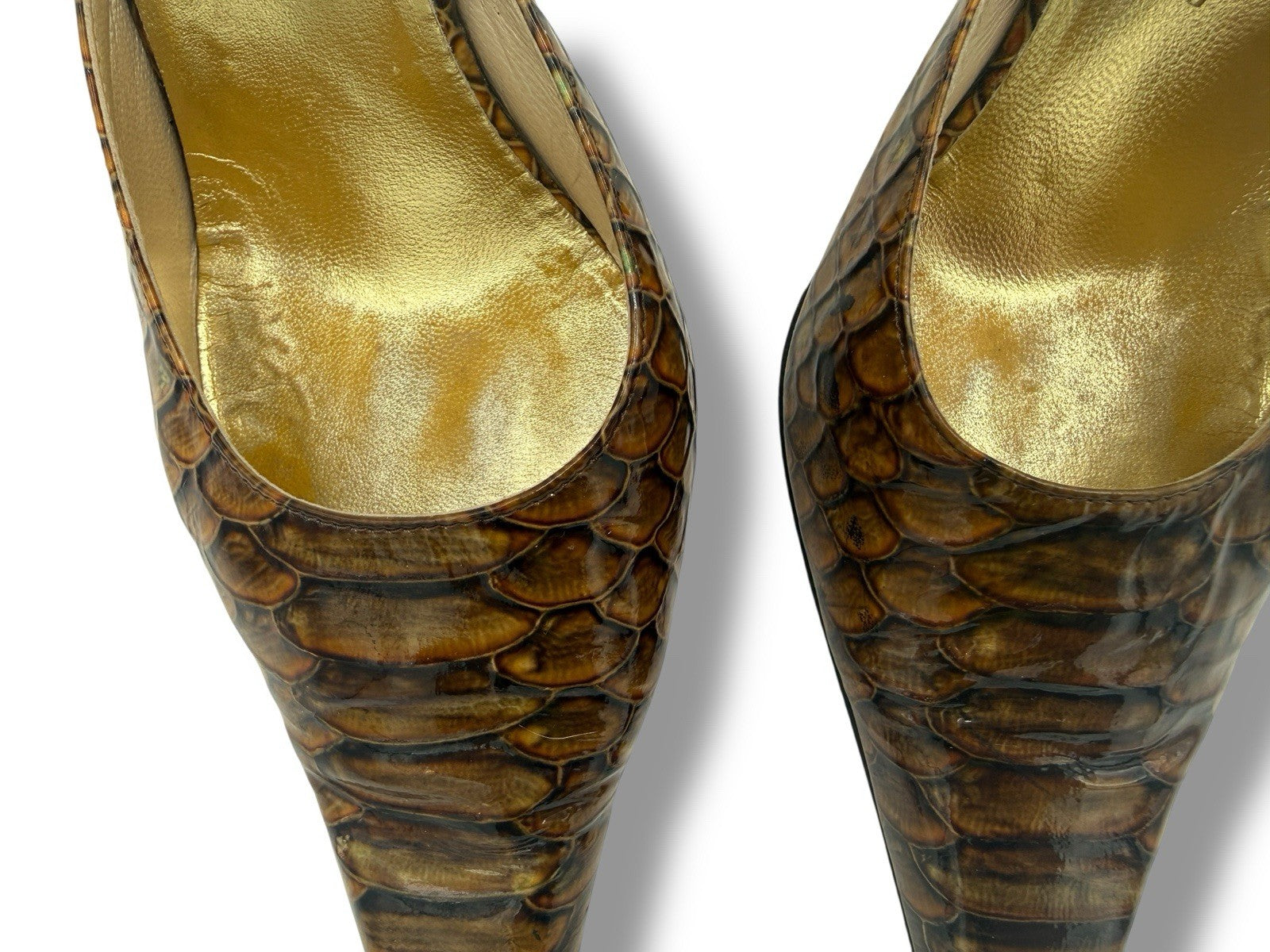 Fiorangelo Vintage Handcrafted Leather Embossed Reptile Heels Italy Size 38
