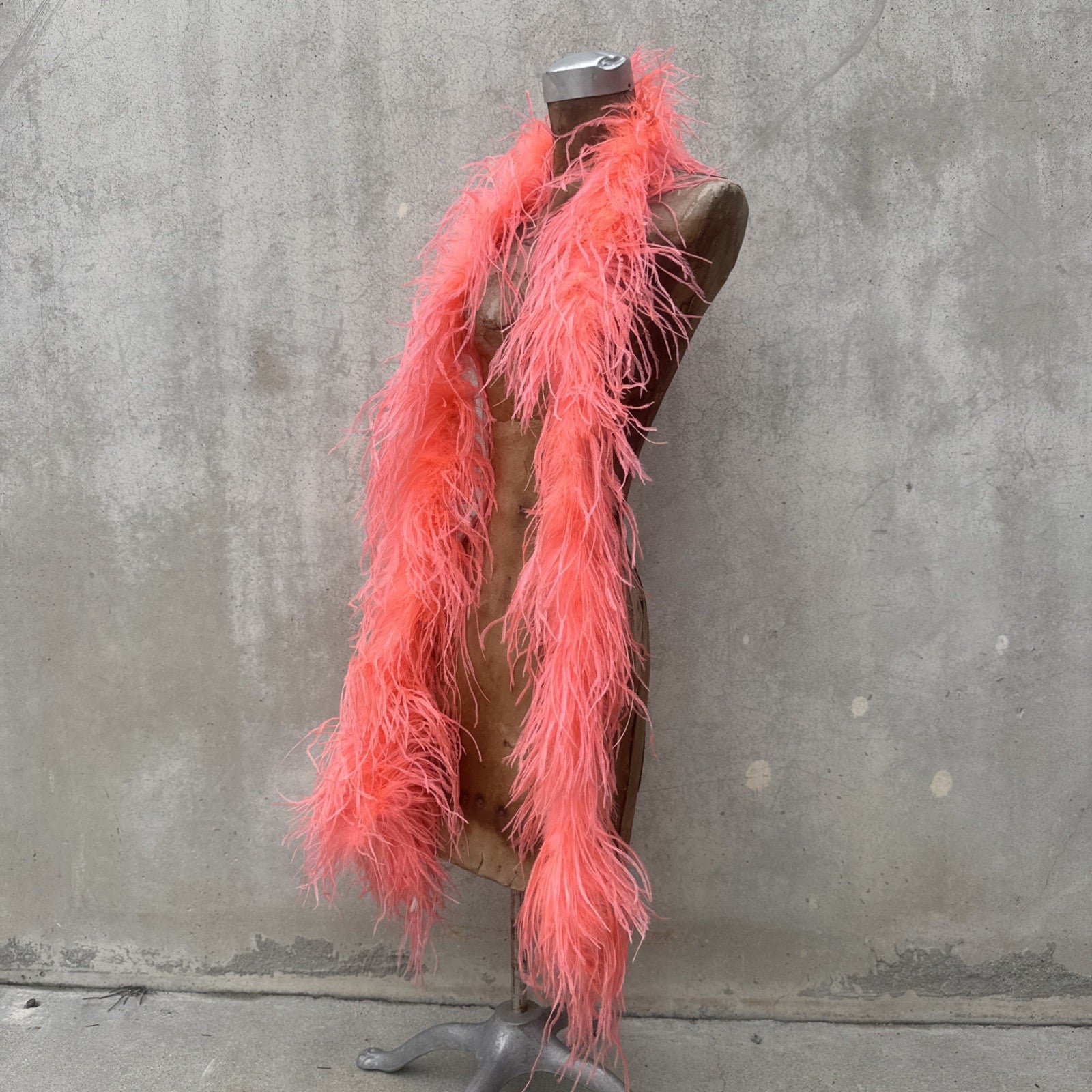 Vintage 1930s Pink Ostrich Feather Boa Scarf Shawl Old Hollywood Dress Accent