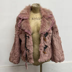 Vintage Y2K Pastel Pink Purple Rabbit & Fox Fur Y2K Jacket Coat