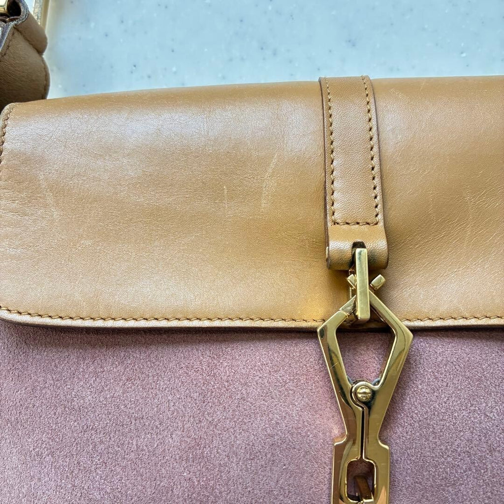 Gucci Jackie Bamboo Shoulder Bag Pink Suede Leather