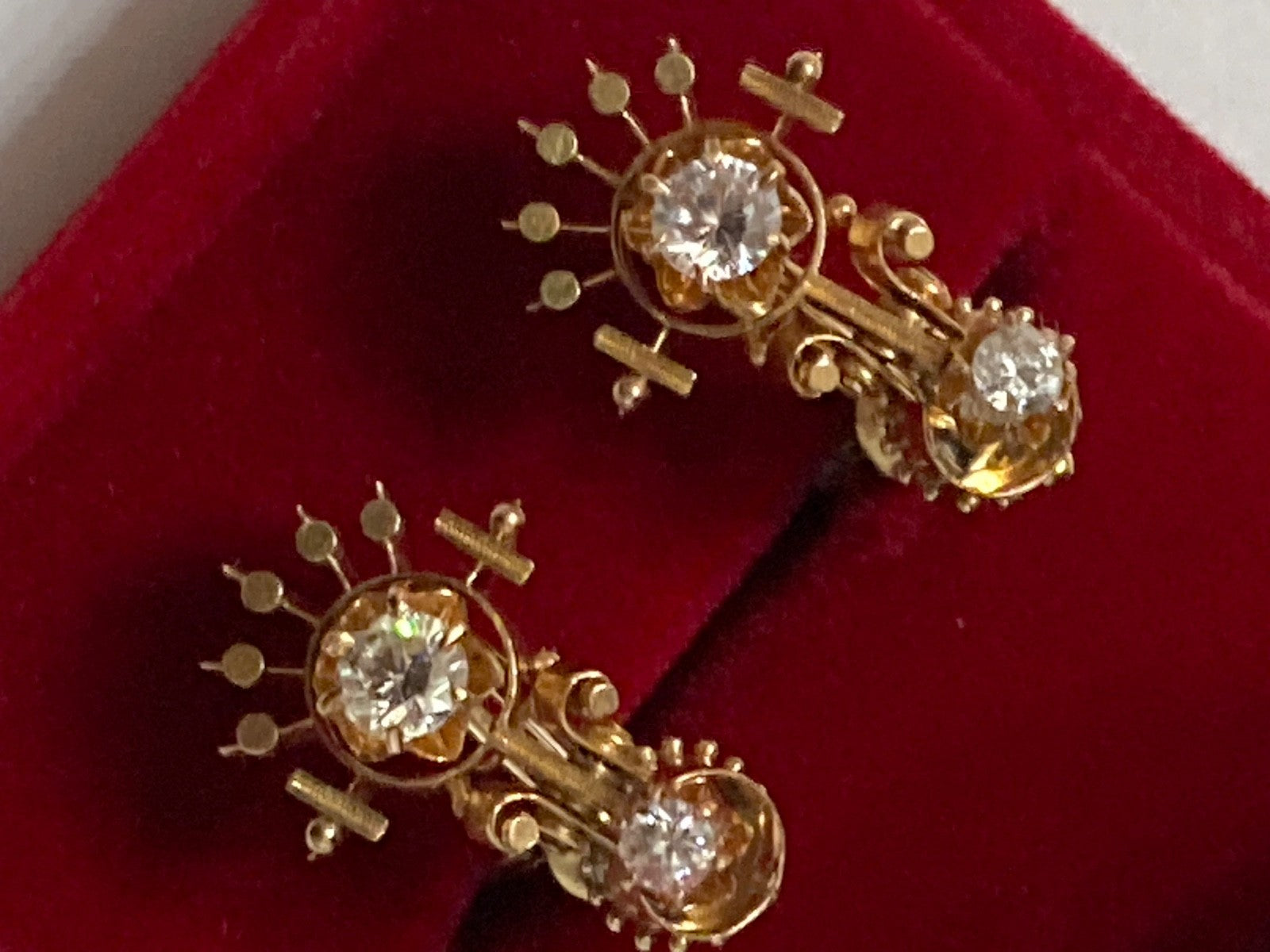 Beautiful Vintage 19th Century Victorian Era ,14k Solid Gold SI Diamond Earrings