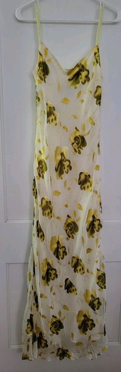 Chetta B Evenings Vintage Silk Blend Floral Babydoll Dress Yellow Size 10