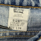 Vintage Levis 505 Jeans Mens 33x34 (32x33.5) Light Wash Straight Denim USA 90s