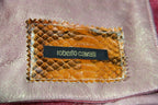 Leather Light Pink Shearling Jacket with Gold Tone Trim Size 42