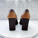 Luca Ferri Leather Pumps Brown Colorblock Square Toe Size 5.5