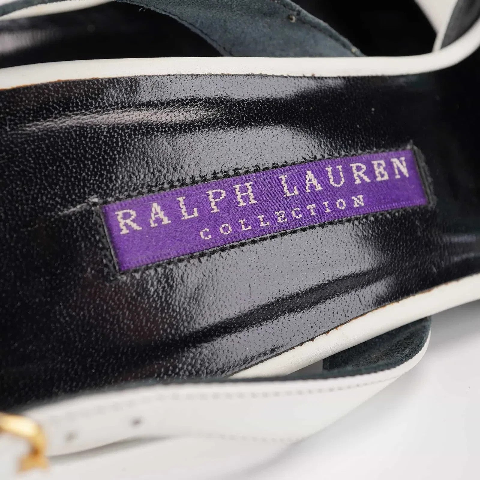 Ralph Lauren Collection Y2K Black and White Cap Toe Slingback Pumps Size 5.5B
