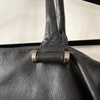 Black Satchel Top Handle Bag with Silver Hardware and Bottom Studs