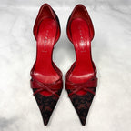 Casadei Y2K Leather Pointed Toe Stiletto Pumps Red Size 9