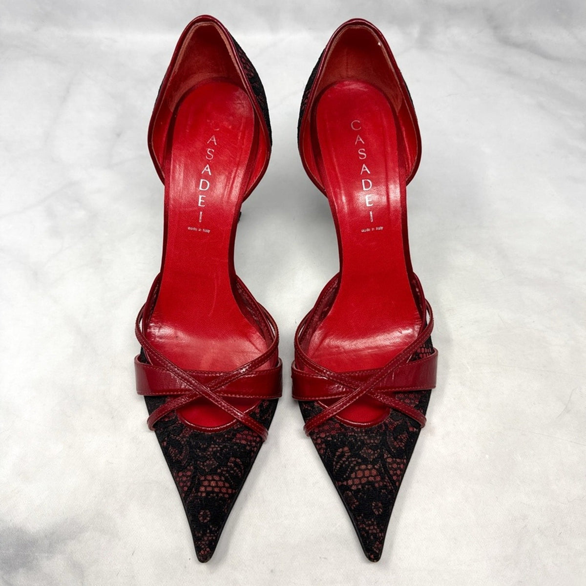 Casadei Y2K Leather Pointed Toe Stiletto Pumps Red Size 9