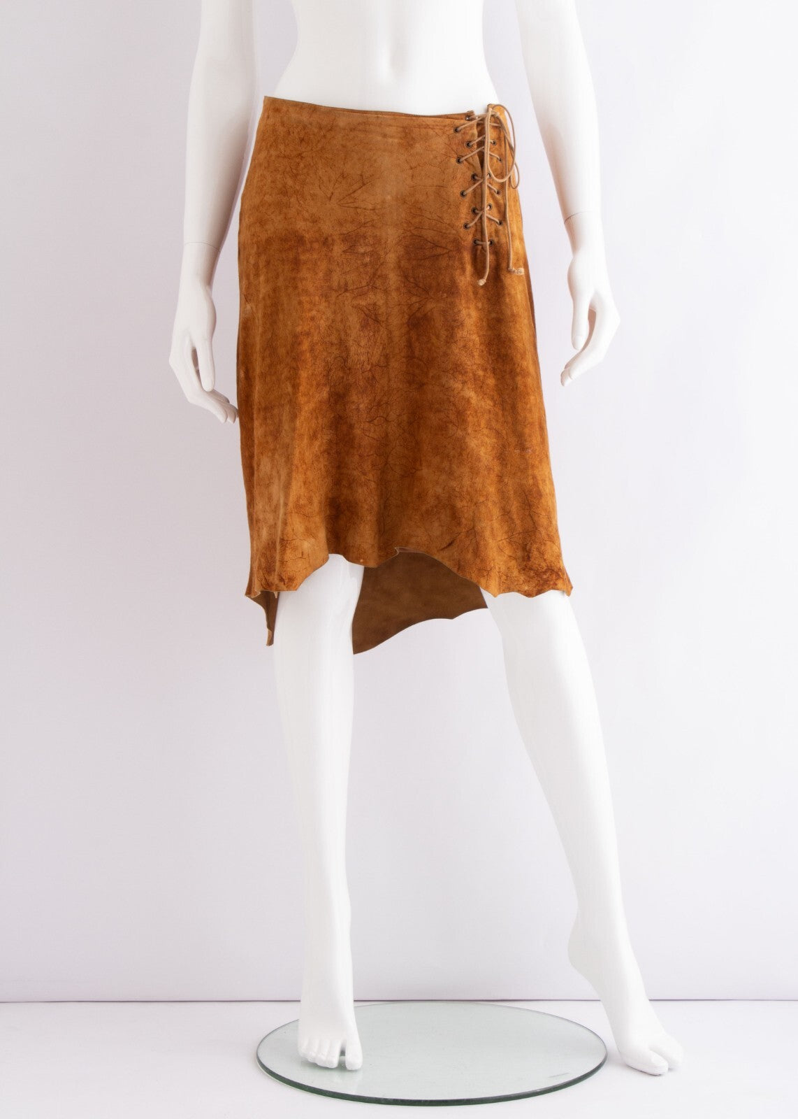Plein Sud Suede Leather Lace Up Tie Asymmetric Skirt