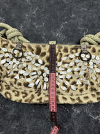 NEW Vintage Y2K Guess Leopard Pattern Denim Baguette Mini Handle Bag Women's