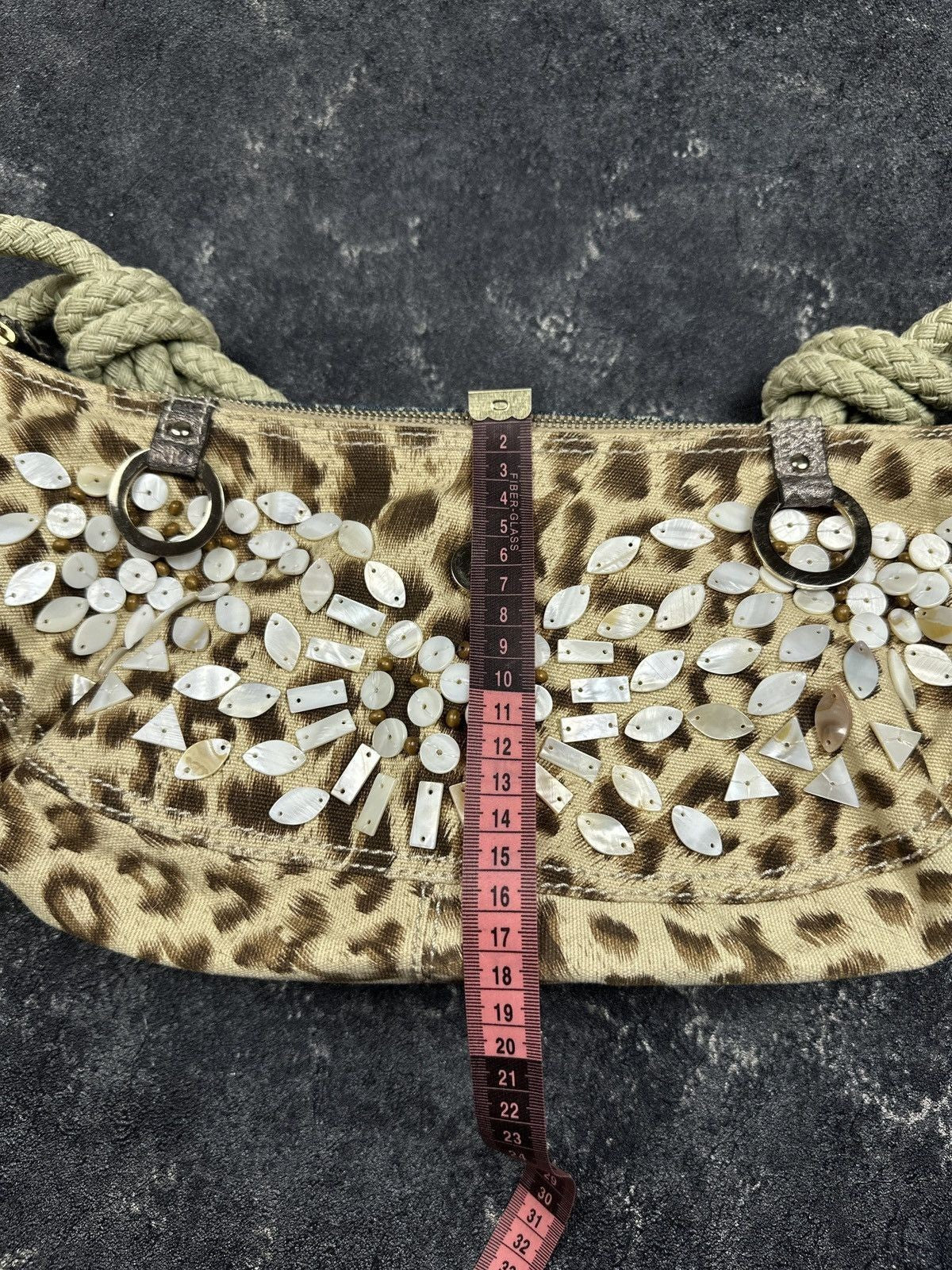 NEW Vintage Y2K Guess Leopard Pattern Denim Baguette Mini Handle Bag Women's