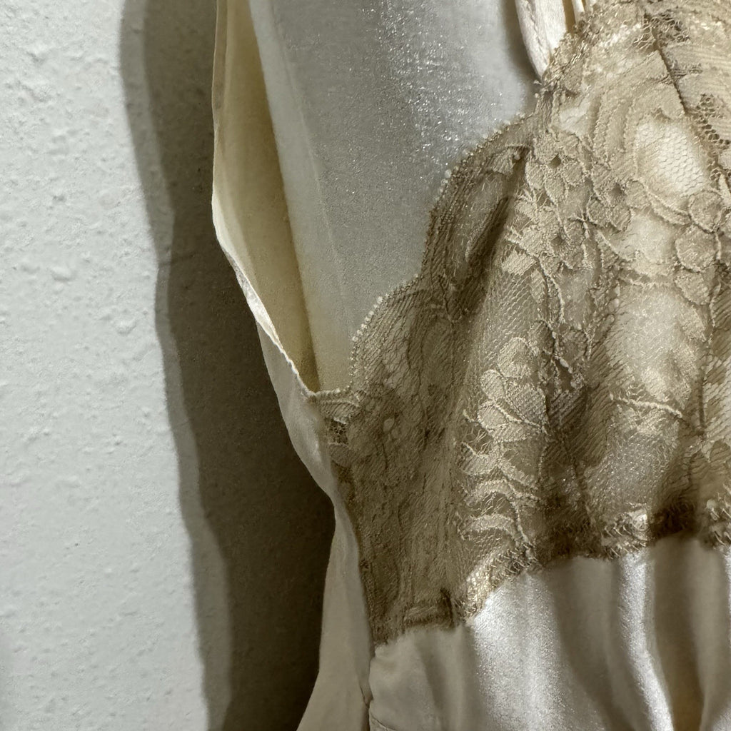 Vintage 90s does 40s Victoria's Secret Silk Slip Maxi Dress lace size Medium