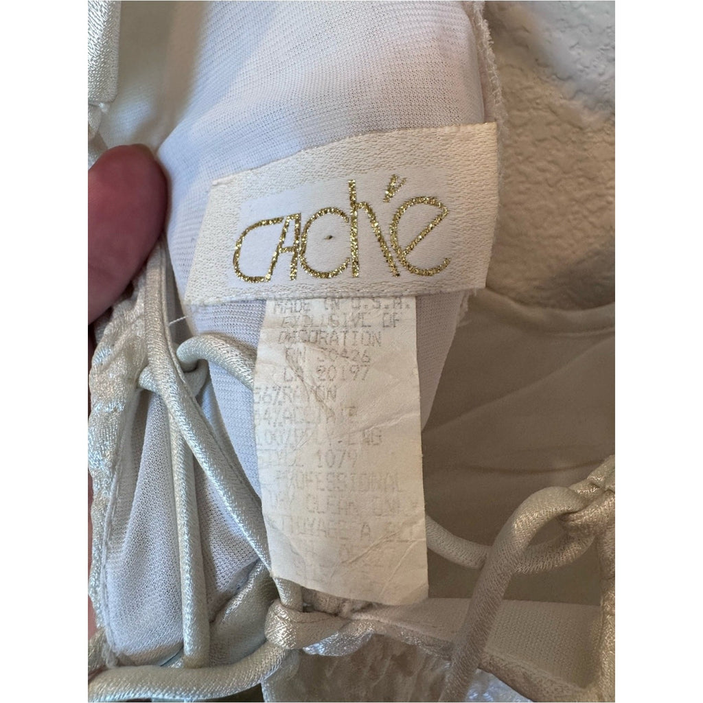 Vintage Cache Off-White Satin Maxi Dress