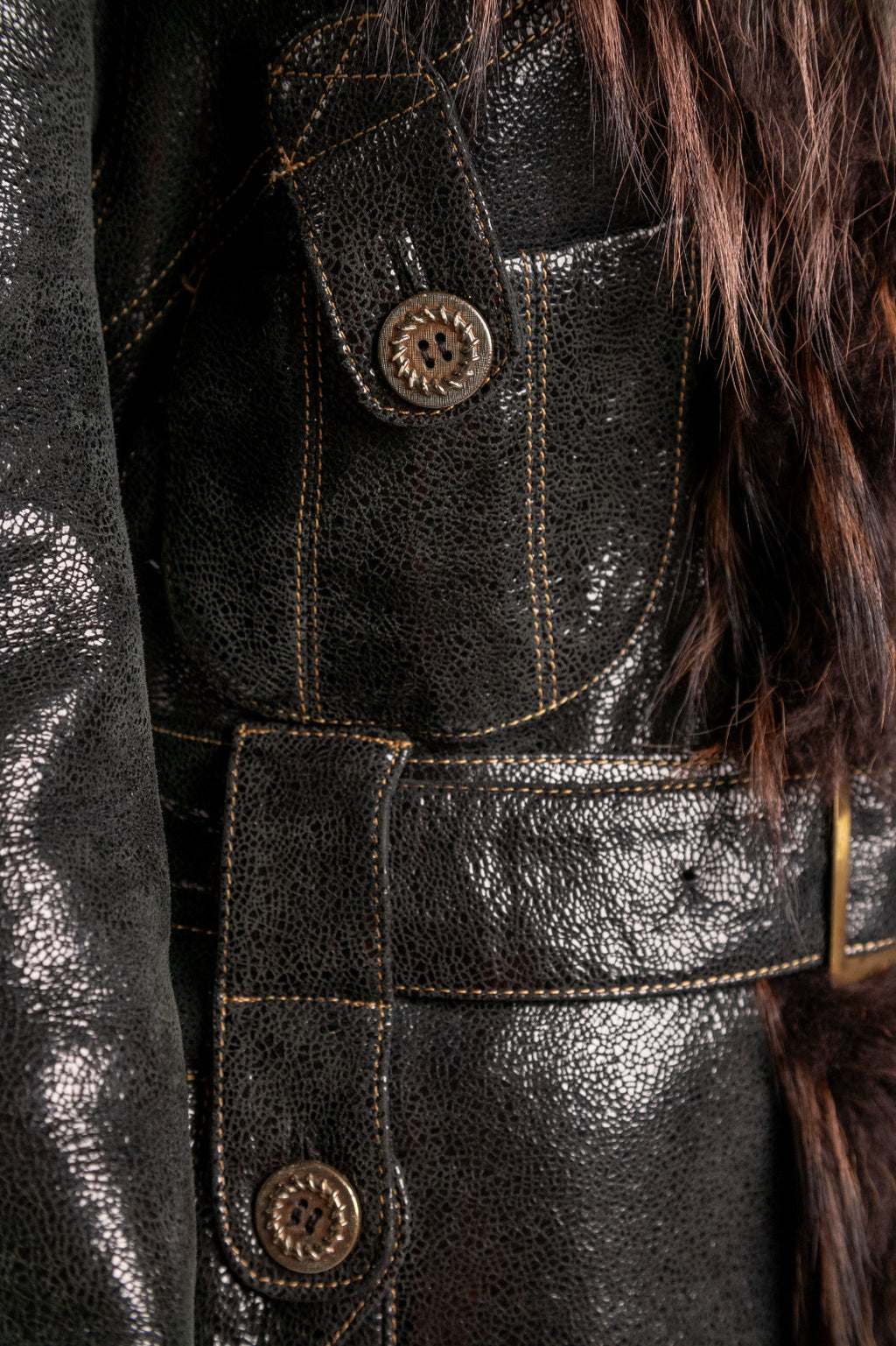 Penny Lane Belted Sheepskin Shearling Coat Size L