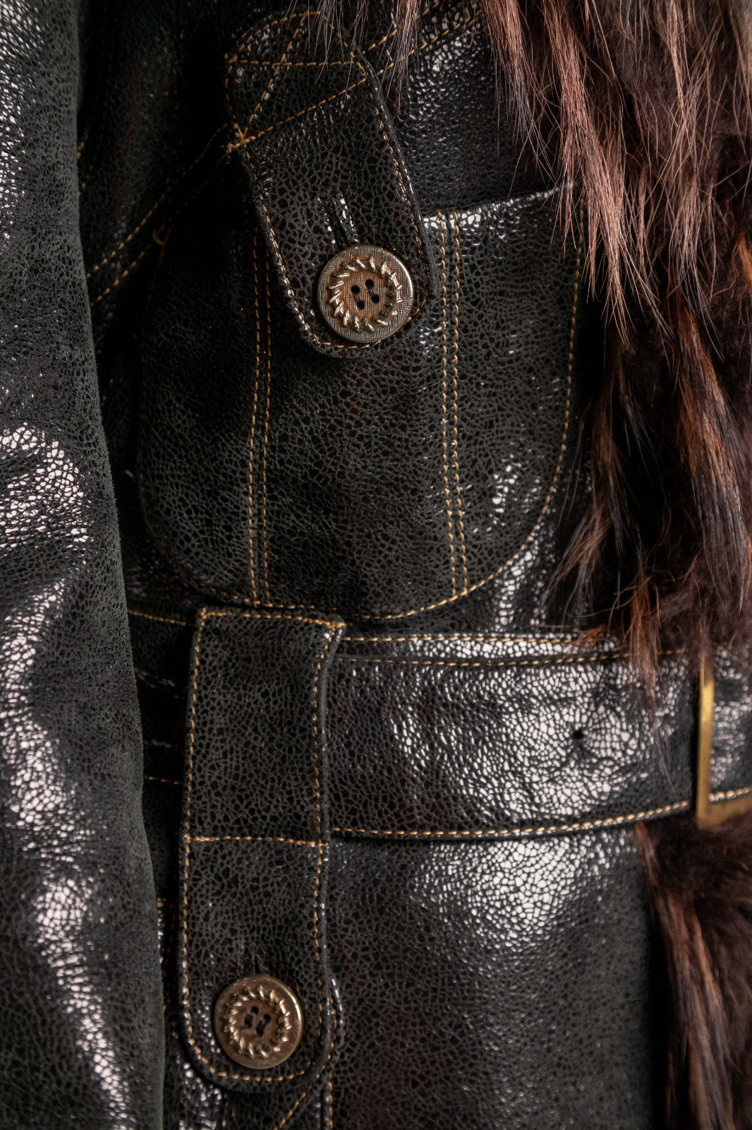 Penny Lane Belted Sheepskin Shearling Coat Size L