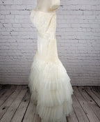 White By Vera Wang Ivory Tiered Strapless Bridal Wedding Gown Dress 12 VW351020