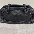 Chanel Black Lambskin Shoulder Bag Chain Strap Used