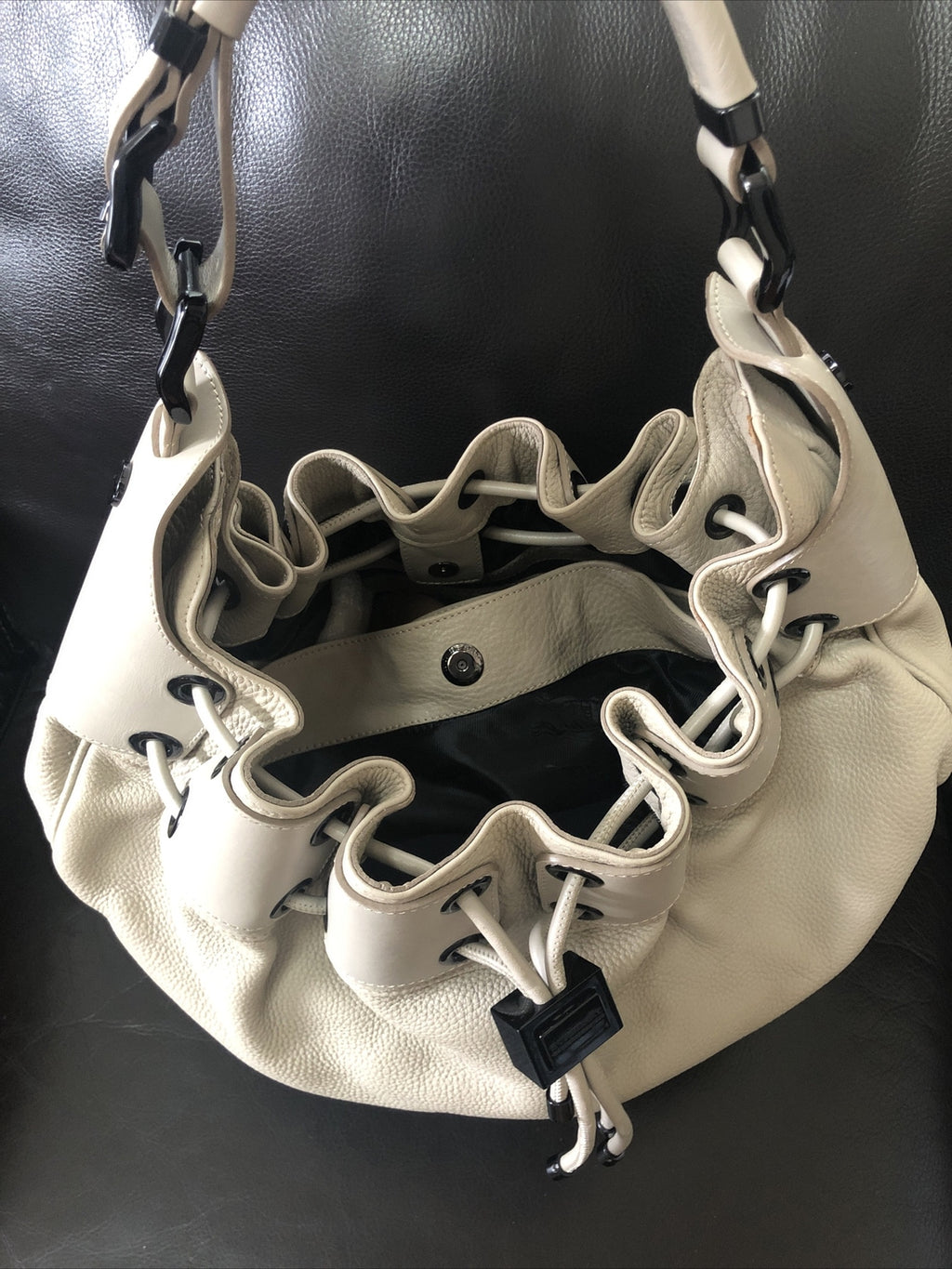 100% Authentic Burberry Leather Prorsum Large Warrior light taupe Hobo Bag