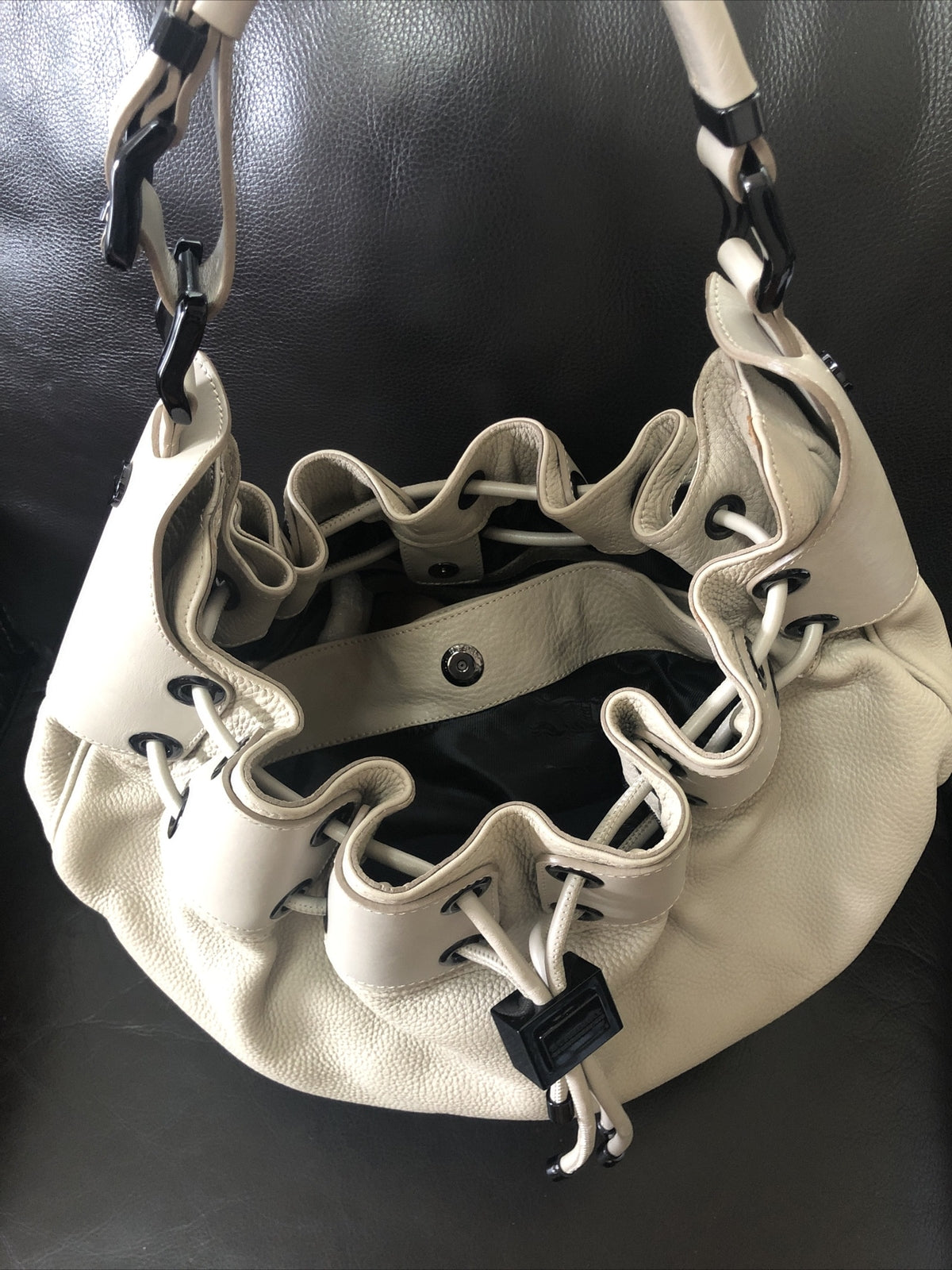 100% Authentic Burberry Leather Prorsum Large Warrior light taupe Hobo Bag
