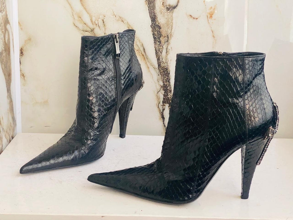 Gianmarco Lorenzi Best Women Boots  Premium Snake Leather High Heels Size 39