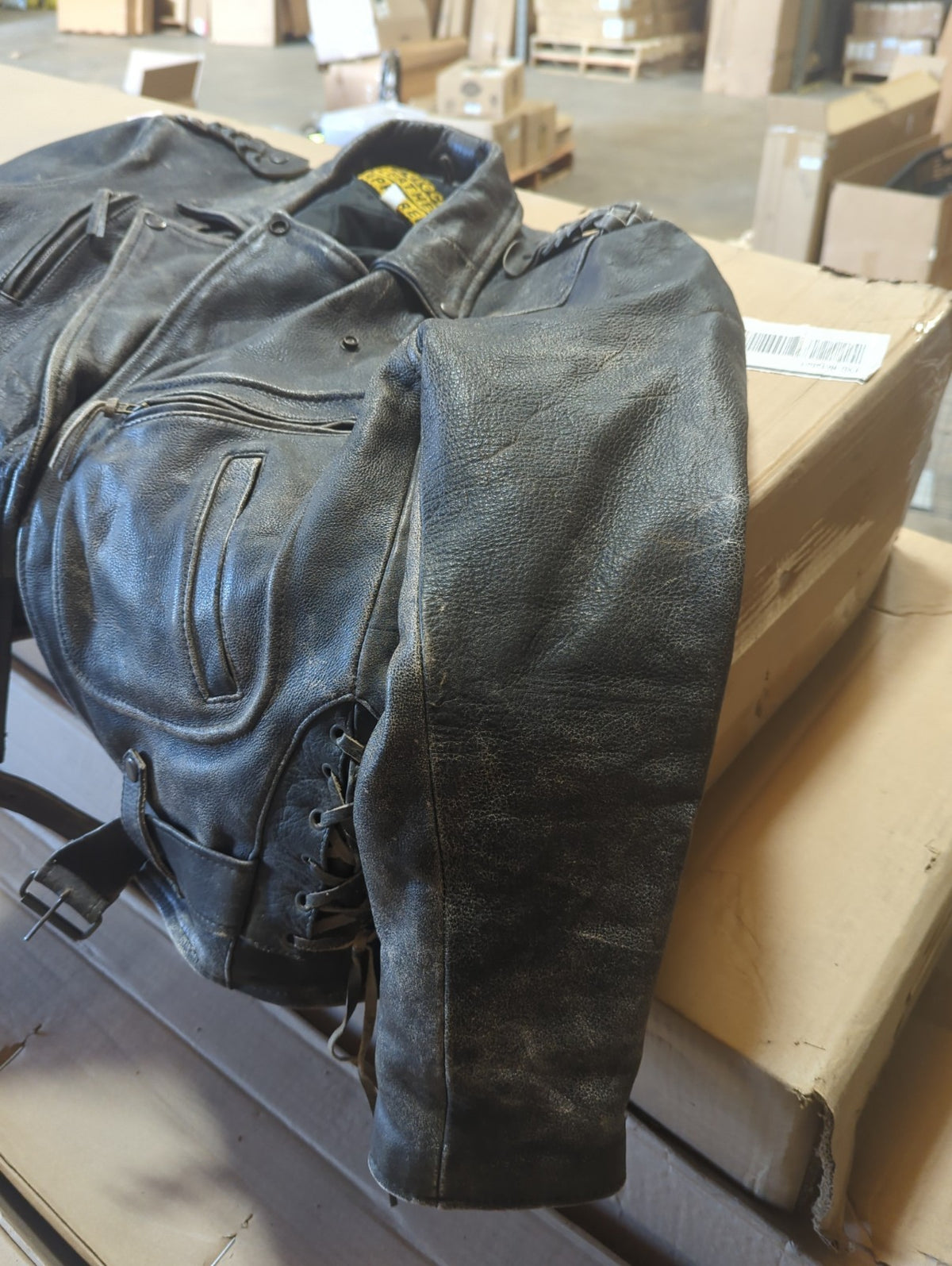 Protech Leather Apparel Biker Jacket Black Size 40