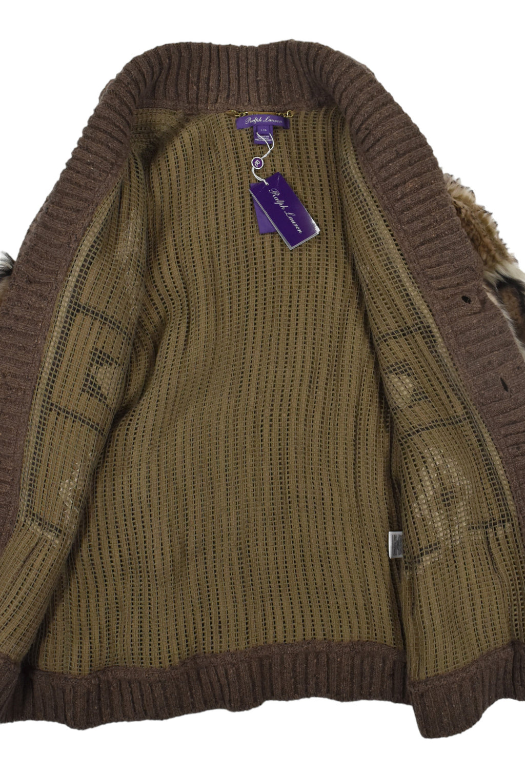 Women's Ralph Lauren Purple Label Lamb Shearling Belted Coat Jacket L New $4990