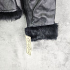 Cripple Creek Studded Black Leather Jacket with Faux Fur Large