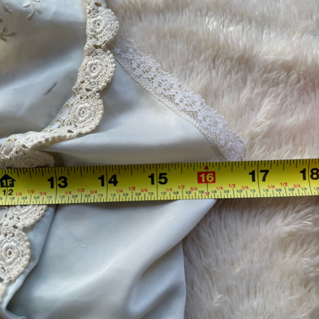 Vtg 70s Christian Dior Lingerie Ivory Lace Silk Nightgown Slip Womens Small