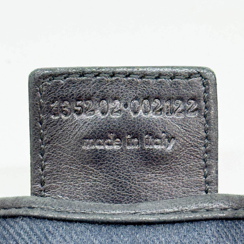 SAINT LAURENT Mombasa YSL Logo Navy Blue Canvas Shoulder Bag