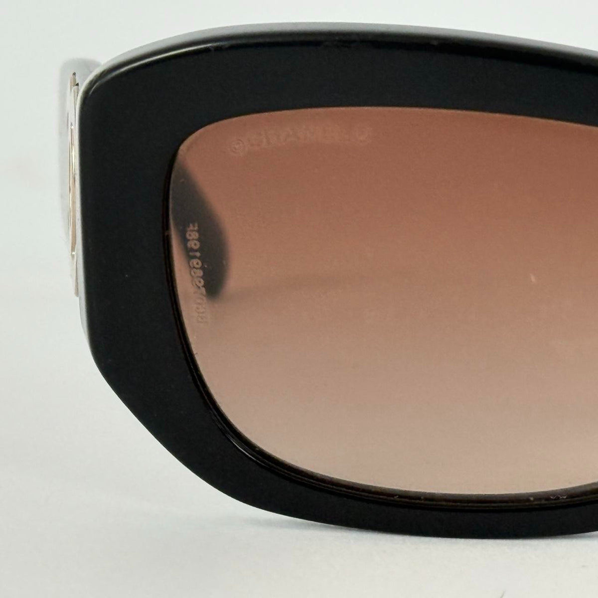 Chanel 1990s Oversized Black Sunglasses with Gold CC Hardware