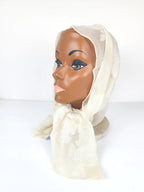 Antique Chiffon Silk Scarf Head & Neck Scarf Delicate Floral White Lace 1900's