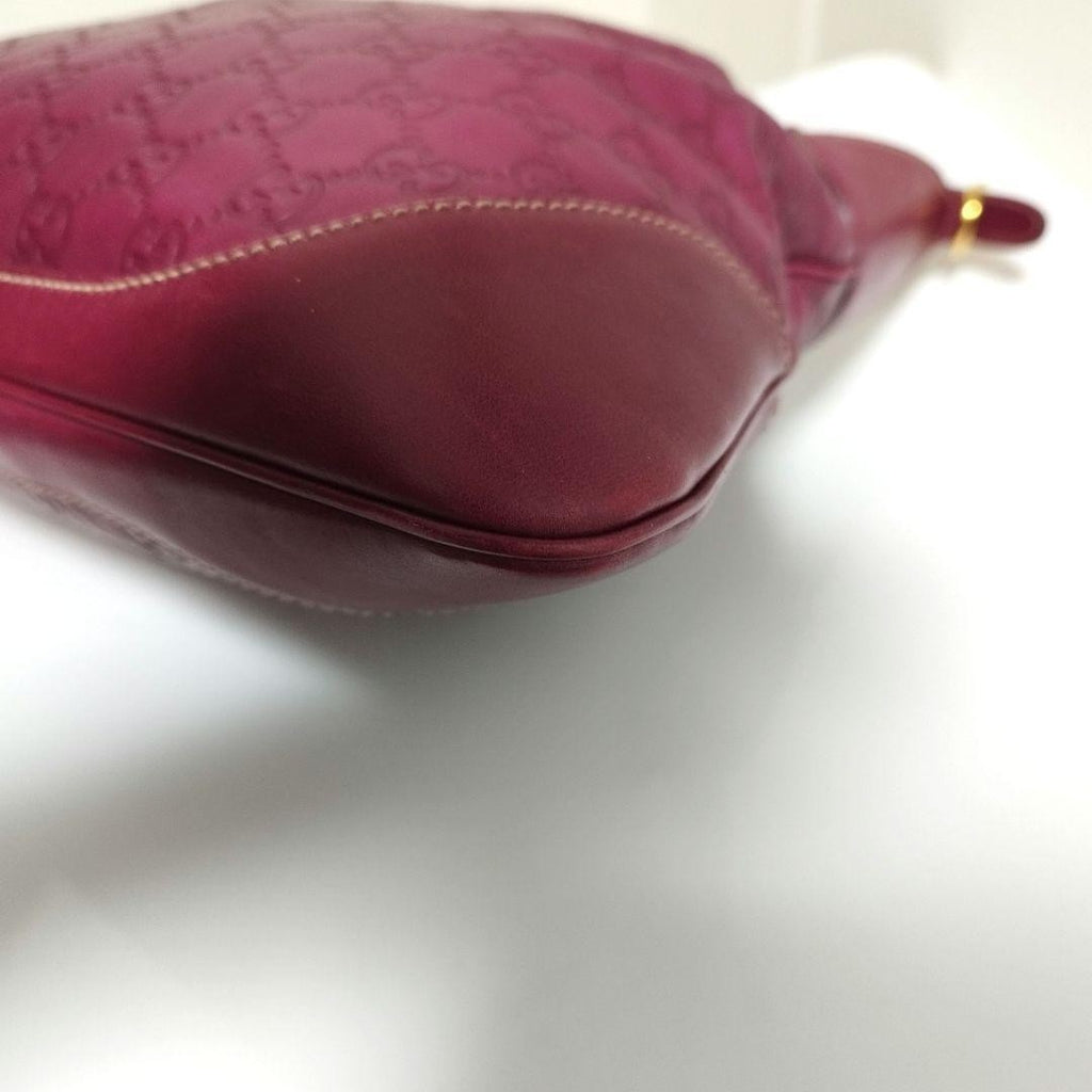 GUCCI Jackie Shima Leather Shoulder Bag Red Purple Hobo 153029