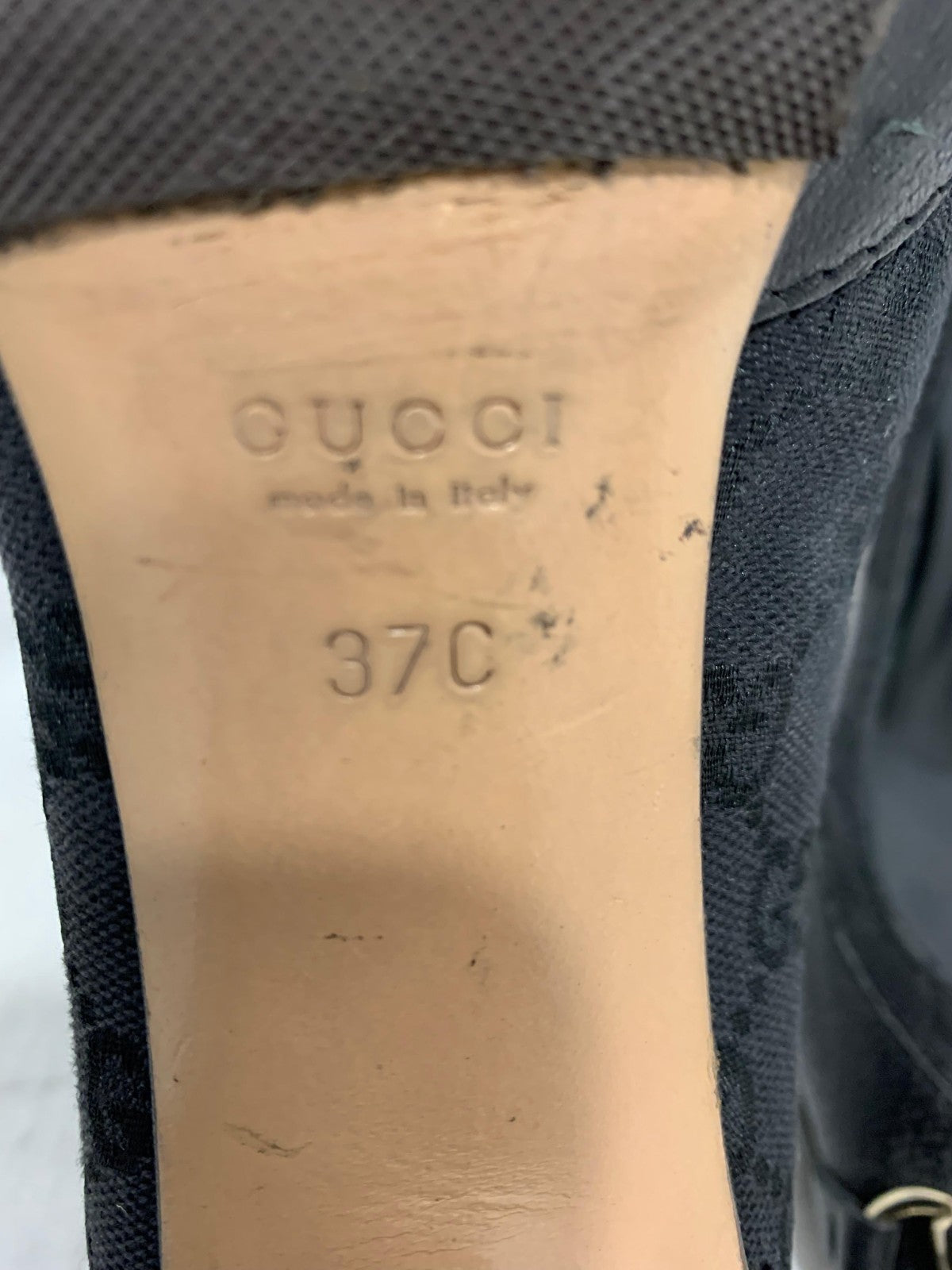 Gucci Vintage Horsebit Chain Pumps Black GG Monogram 37