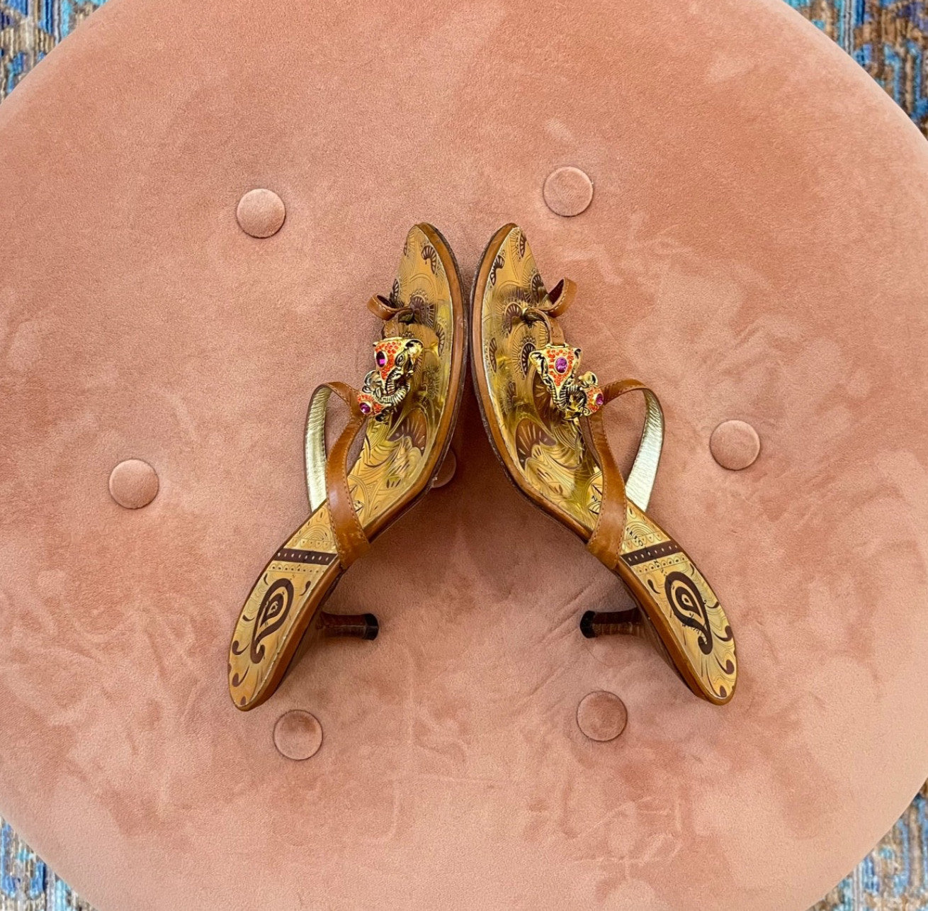 Vintage Giuseppe Zanotti Jeweled Kissing Elephant Thong Heels
