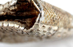 NANCY GONZALEZ Metallic Silver & Gold Python Skin Long Clutch Bag