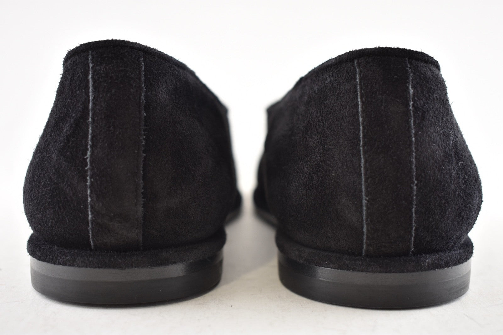 Chanel 25B Black Suede Shearling Fur Mary Jane Moccasin Ballet Loafer Flat 38