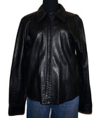 90's Vintage MARSHALL FIELD'S Black Leather Button Up Shirt LARGE *RUNS SMALL