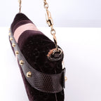 GUCCI GG Velvet Horsebit Gold Chain Shoulder Bag 131471 205118 Auth #57544A