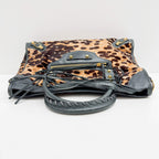BALENCIAGA The City Brown Animal Print Pony Hair Two Way Bag