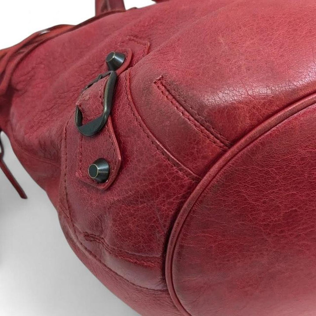 Vintage Balenciaga class mini pompon leather hand bucket bag with double handle