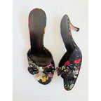 Gucci Flora Satin Bow Mule Heels Black Floral US 6
