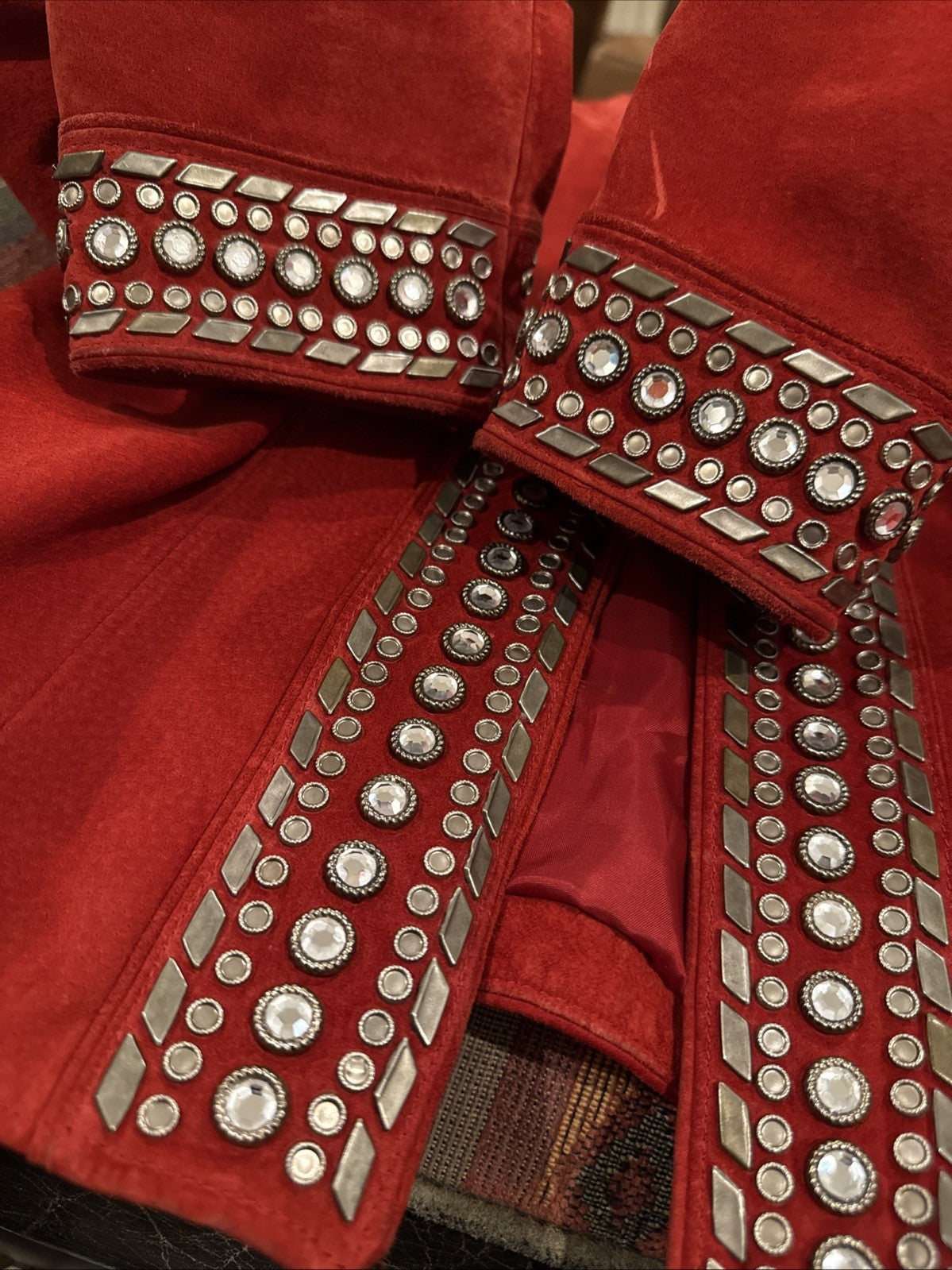 Double D Ranch Embellished Red Leather Jacket Sz S