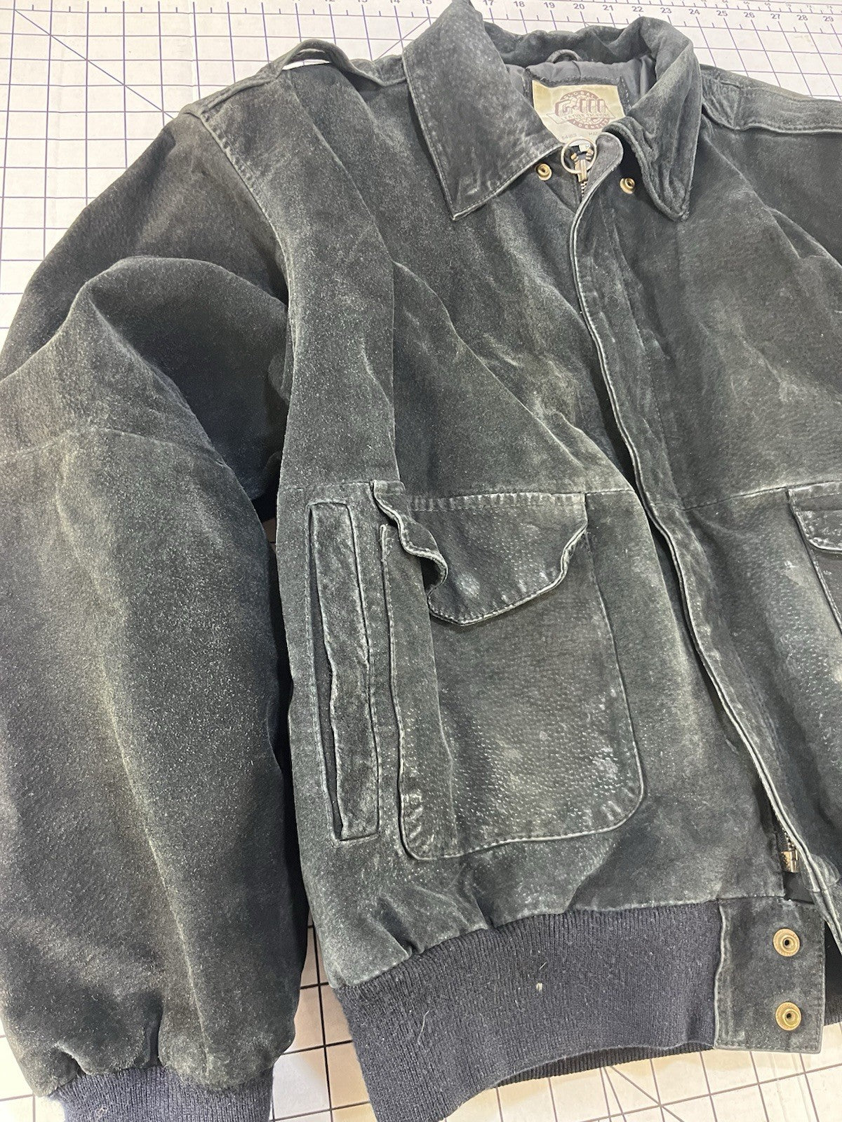 VTG 90s Global Identity GIII Leather 80s Aviator Bomber Flight Jacket M Retro
