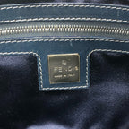 Vintage Fendi Zucchino Navy Blue FF Monogram Baguette Shoulder Bag