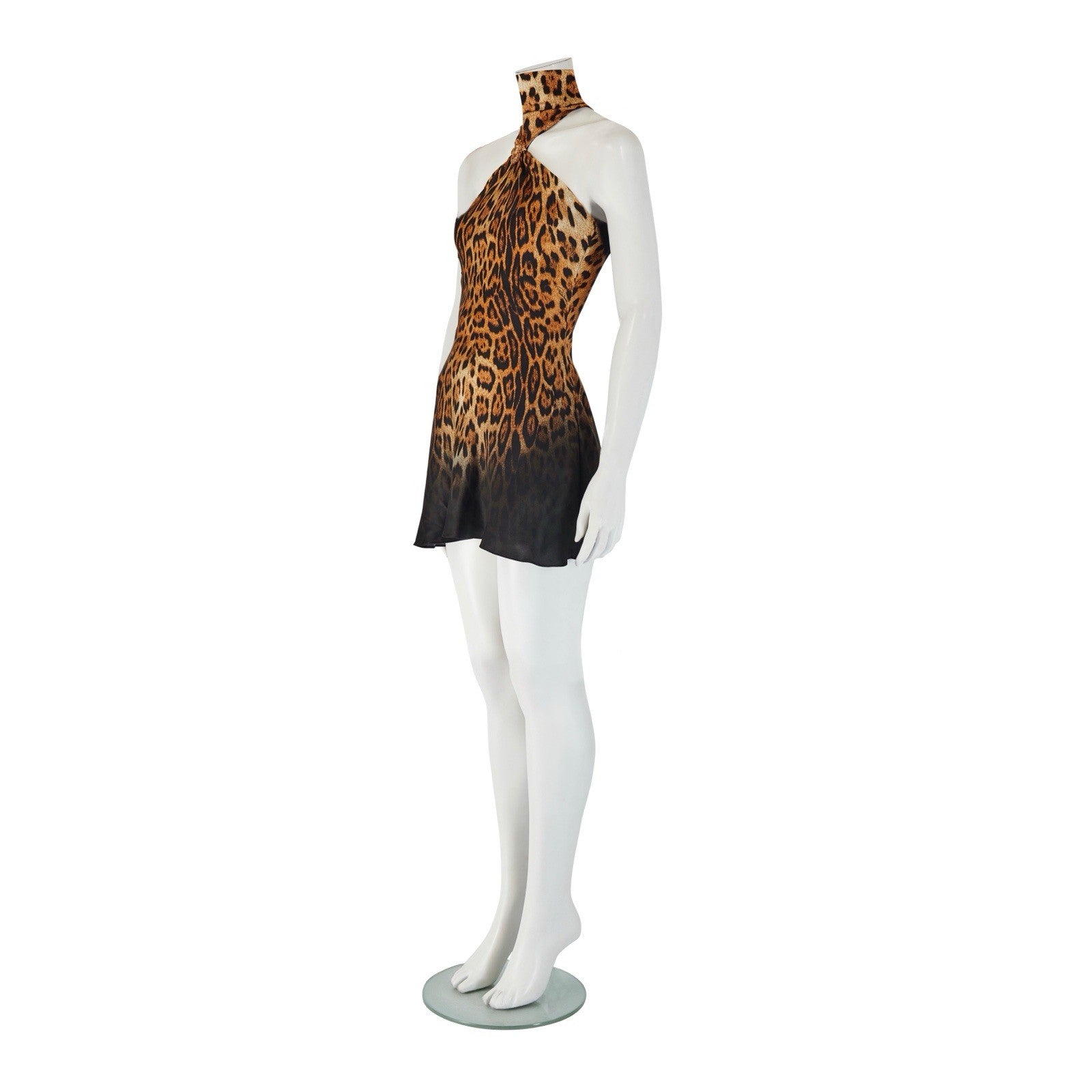 RARE! Roberto Cavalli S/S 2002 Silk Leopard Print Halter-neck Dress