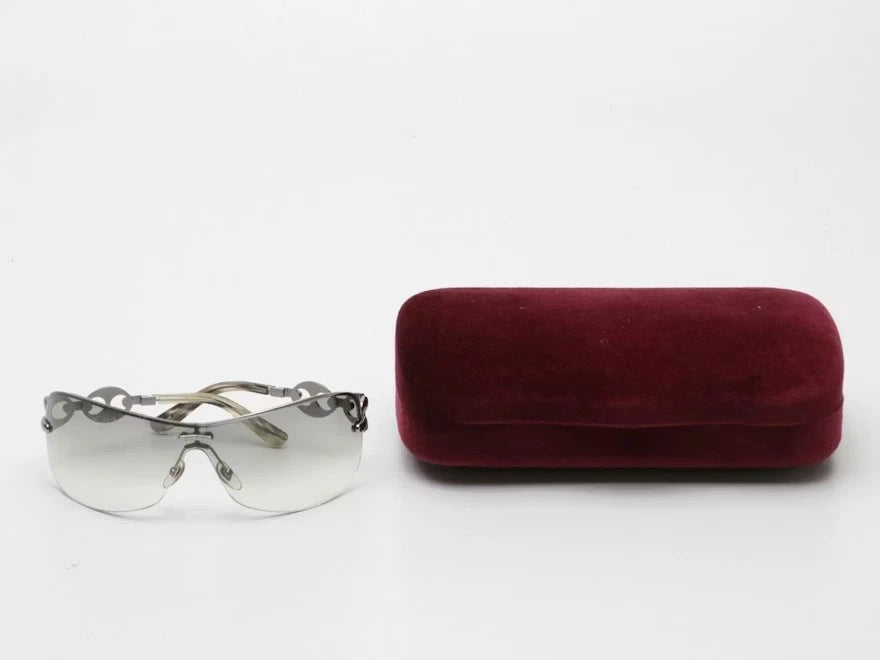 Vintage Gucci Silver Marina Metal Rimless Gray Gradient Sunglasses