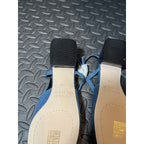 Donald Pliner Blue Denim Croc Embossed Cap Toe Slingback Heels