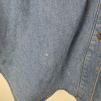 VTG Womens Denim Shirt Western Leather Lace Up Collar Pockets Long Sleeve M